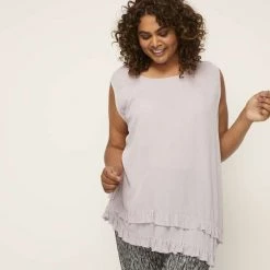 Khoko Plus Crinkle Frill Tank Lavender -women's clothing Sales 625558 C 0530 28 4