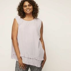 Khoko Plus Crinkle Frill Tank Lavender -women's clothing Sales 625558 C 0530 28 5