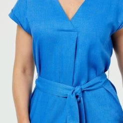 Savannah Mock Shirt Dress Blue