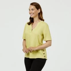 Savannah Button Side Top Chartreuse -women's clothing Sales 625726 C 0310 72 2