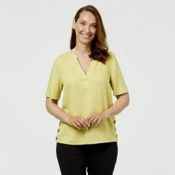 Savannah Button Side Top Chartreuse -women's clothing Sales 625726 C 0310 72