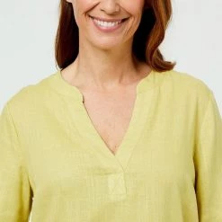 Savannah Button Side Top Chartreuse