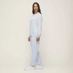 Anthology Contrast Stitch Sweat Shirt Baby Blue -women's clothing Sales 625744 C 0450 19 4