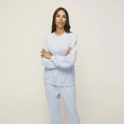 Anthology Contrast Stitch Sweat Shirt Baby Blue -women's clothing Sales 625744 C 0450 19 5