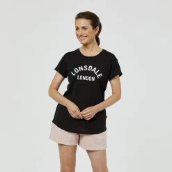 Lonsdale Lyon Core Turn Back Sleeve Tee Black Marle 9 Lonsdale Lyon Core Turn Back Sleeve Tee Black Marle -women's clothing Sales 625860 C 0001 55