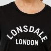 Lonsdale Lyon Core Turn Back Sleeve Tee Black Marle -women's clothing Sales 625860 C 0001 55 4