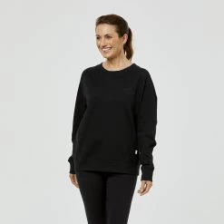 Lonsdale Cutler Loopback Sweat Crew Black Marle -women's clothing Sales 625861 C 0001 55