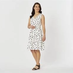 Khoko Smart Button Spot Midi Dress Ivory 8 Khoko Smart Button Spot Midi Dress Ivory -women's clothing Sales 626644 C 0271 70 2
