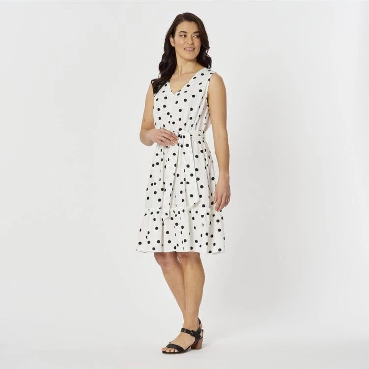 Khoko Smart Button Spot Midi Dress Ivory 5 Khoko Smart Button Spot Midi Dress Ivory - Image 3