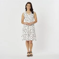 Khoko Smart Button Spot Midi Dress Ivory 9 Khoko Smart Button Spot Midi Dress Ivory -women's clothing Sales 626644 C 0271 70