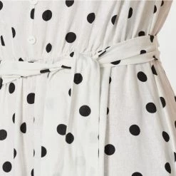 Khoko Smart Button Spot Midi Dress Ivory