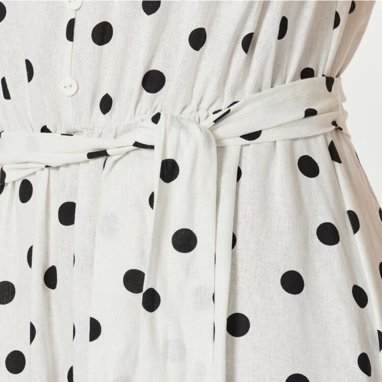 Khoko Smart Button Spot Midi Dress Ivory 3 Khoko Smart Button Spot Midi Dress Ivory