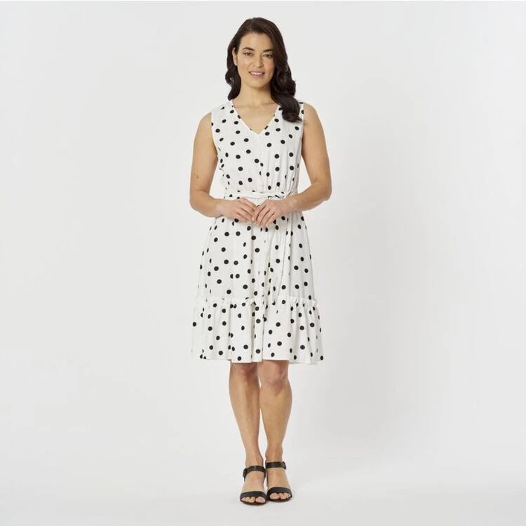 Khoko Smart Button Spot Midi Dress Ivory 6 Khoko Smart Button Spot Midi Dress Ivory - Image 4