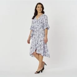 JB Jayson Brunsdon Jayson Brunsdon Lilac Floral Wrap Dress Lilac -women's clothing Sales 626647 C 0530 30 2