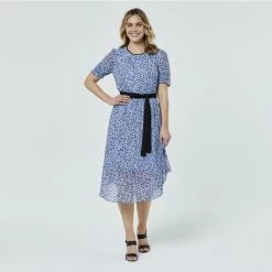 Leona Edmiston Ruby Asymmetrical Print Dress Cornflower -women's clothing Sales 626687 C 0431 28