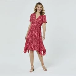 Stella Wrap Asymmetrical Dress Pink & Cream 9 Stella Wrap Asymmetrical Dress Pink & Cream -women's clothing Sales 626695 C 1653 04