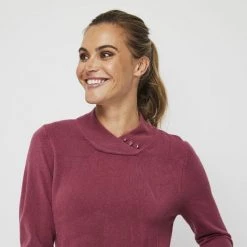 Savannah Button Neck Jumper Burgundy