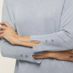 Savannah Soft Touch Jumper With High Low Hem Dust Blue