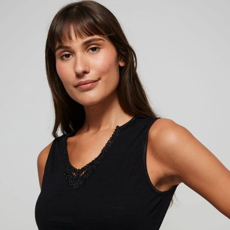 Sash & Rose Merino Thermal Vest Black 4 Sash & Rose Merino Thermal Vest Black - Image 2