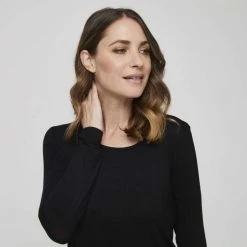 Sash & Rose Heat Generated Long Sleeve Thermal Top Black -women's clothing Sales 628347 C 0001 00 2