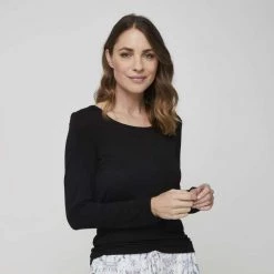 Sash & Rose Heat Generated Long Sleeve Thermal Top Black -women's clothing Sales 628347 C 0001 00 3