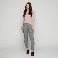 Khoko Smart Check Ponte Pant Black & White -women's clothing Sales 628370 C 1007 44