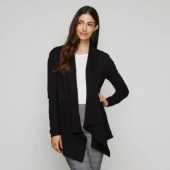 Khoko Smart Rib Waterfall Cardigan Black -women's clothing Sales 628393 C 0001 00