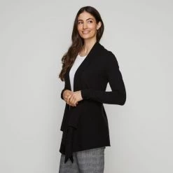 Khoko Smart Rib Waterfall Cardigan Black