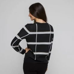 Khoko Smart Check Funnel Sweater Black & Ivory -women's clothing Sales 628398 C 1006 17 2