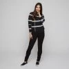 Khoko Smart Check Funnel Sweater Black & Ivory