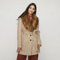 Leona Edmiston Ruby Oatmeal Fur Trim Coat Oatmeal 11 Leona Edmiston Ruby Oatmeal Fur Trim Coat Oatmeal -women's clothing Sales 628400 C 0272 72