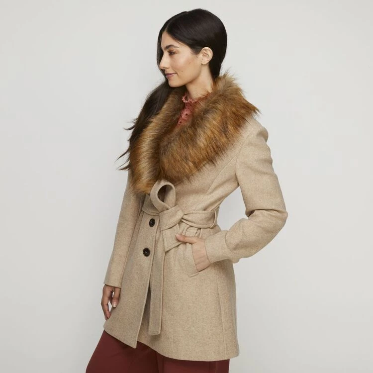 Leona Edmiston Ruby Oatmeal Fur Trim Coat Oatmeal 4 Leona Edmiston Ruby Oatmeal Fur Trim Coat Oatmeal - Image 2