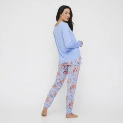 Sash & Rose Long Jersey PJ Set Blue -women's clothing Sales 628555 C 0400 00 2
