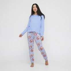 Sash & Rose Long Jersey PJ Set Blue -women's clothing Sales 628555 C 0400 00 3