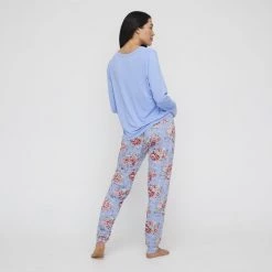 Sash & Rose Long Jersey PJ Set Blue -women's clothing Sales 628555 C 0400 00 6