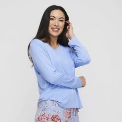 Sash & Rose Long Jersey PJ Set Blue