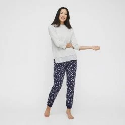 Sash & Rose Jersey Cuff Pant Blue Print -women's clothing Sales 628558 C 1400 76