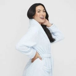 Sash & Rose Texture Fleece Gown Baby Blue