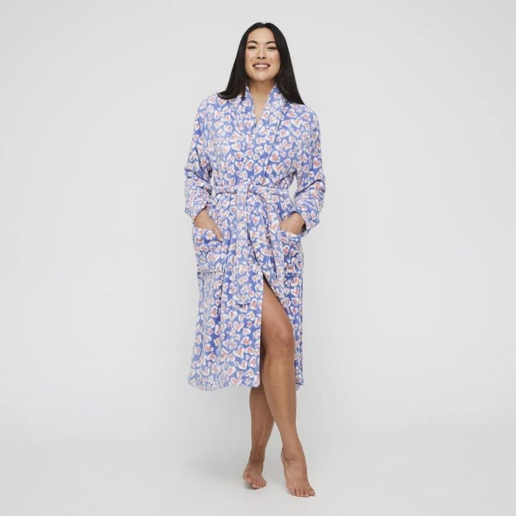 Sash & Rose Print Fleece Gown Leopard 5 Sash & Rose Print Fleece Gown Leopard - Image 3