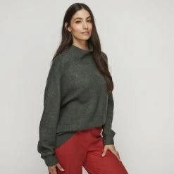 Khoko Collection High Neck Cosy Jumper Khaki -women's clothing Sales 628569 C 0921 12