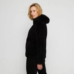 Savannah Coral Fleece Jacket With Hood Black -women's clothing Sales 628951 C 0001 00 2