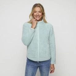 Savannah Coral Fleece Jacket Aqua