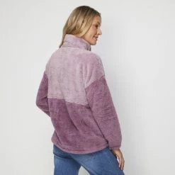 Savannah Spliced Quarter Zip Fleece Grape -women's clothing Sales 628955 C 0312 21 2