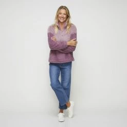 Savannah Spliced Quarter Zip Fleece Grape -women's clothing Sales 628955 C 0312 21 3