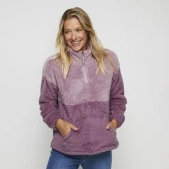 Savannah Spliced Quarter Zip Fleece Grape