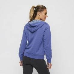 Savannah Printed Hood Fleece Top Blue Marle -women's clothing Sales 628959 C 0460 03 2