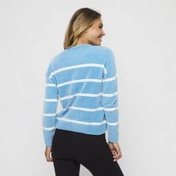 Khoko Collection Stripe Chenille Jumper Blue Stripe -women's clothing Sales 629186 C 1400 77 2
