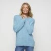 Khoko Collection Eyelash Yarn Vee Neck Jumper Blue -women's clothing Sales 629201 C 0400 00 4