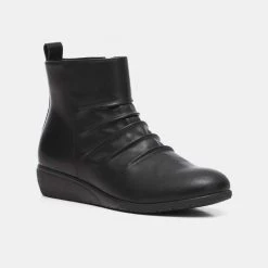 Savannah Billie Low Wedge Twin Zip Boot Black -women's clothing Sales 629462 C 0001 00 2