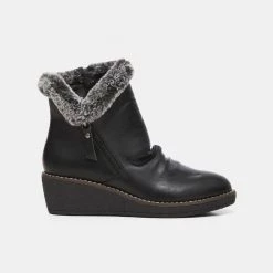 Savannah Cleary Fur Trimmed Ruched Ankle Boot Black -women's clothing Sales 629464 C 0001 00